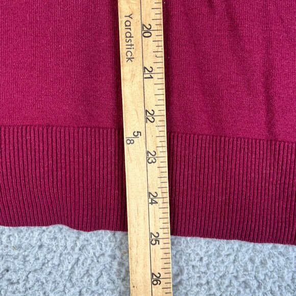 Croft & Barrow Sweater Womens Large Burgundy Pink Knit V Neck Collared Preppy - Picture 8 of 10